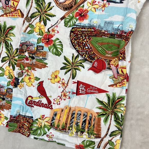 Reyn Spooner St Louis Cardinals Shirt Mens XL Hawaiian AOP Cotton Button Up MLB - Picture 4 of 12